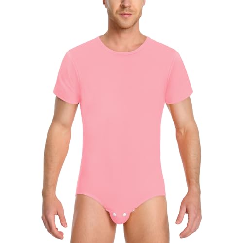 LittleForBig Männer Baumwolle Strampler Onesie Pyjamas Bodysuit - Entspannte Passform Basic Strampler Rosa XL von LittleForBig