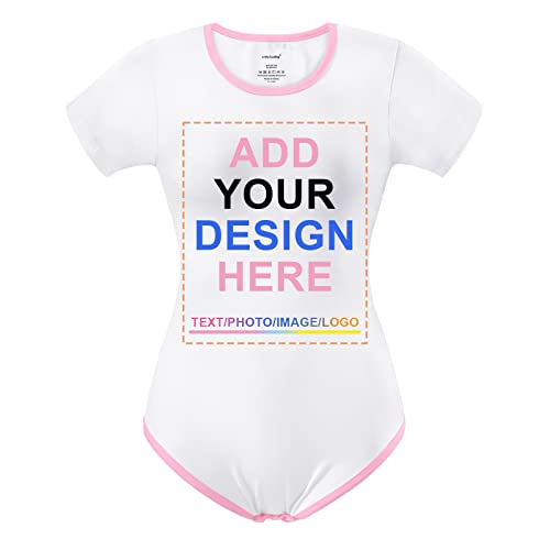 LittleForBig Maßanfertigung Drucken Design Fügen Sie Ihre eigene Onesie Strampler Personalisierte Nachricht Bild Unisex Ultra Soft Weiß-Rosa XXL von LittleForBig