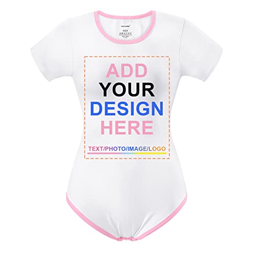 LittleForBig Maßanfertigung Drucken Design Fügen Sie Ihre eigene Onesie Strampler Personalisierte Nachricht Bild Unisex Ultra Soft Weiß-Rosa XXXL von LittleForBig