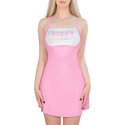 LittleForBig Seidiger Sissy Sissy University Slip Kleid - Feminin Bodycon Figurbetontes Minikleid für Trans & LGBTQ+ Clubwear, Parties & Festivals Rosa XXL von LittleForBig