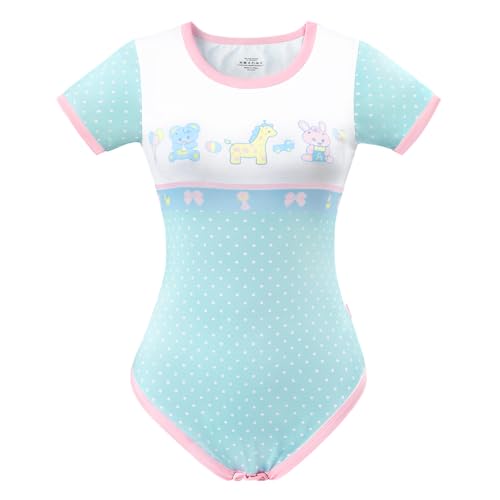 LittleForBig Seidiger Strampler Onesie Schlafanzug Bodysuit - Baby Parade Vintage Strampler Blau M von LittleForBig