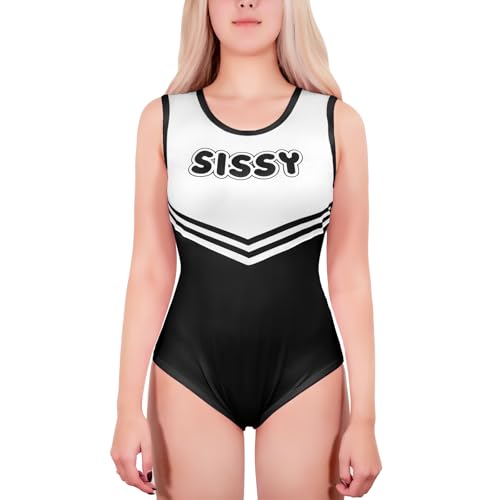 LittleForBig Seidiger Strampler Onesie Schlafanzug Bodysuit - Cheer Sissy Onesie Strampler Schwarz XXXXL von LittleForBig