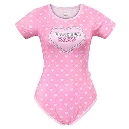 LittleForBig Seidiger Strampler Onesie Schlafanzug Bodysuit - Errötende Baby Ruffle Butt Strampler Rosa XXXXL von LittleForBig