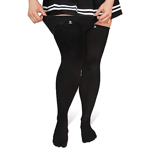 LittleForBig Übergröße Cosplay Oberschenkelhohe Socken über Kniestrümpfe Weicher Seidenstrümpfe- Schwarz von LittleForBig