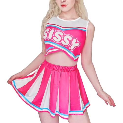 LittleForBig Unisex Ärmellose Loungewear Babydoll Cheer Sissy Croptop Minirock Bralette Set Hot Pink XXXL von LittleForBig