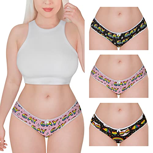 LittleForBig Weiche Baumwolle Unterwäsche Bequeme Hipster Slip 3er Pack Höschen Set LGBTQ+ Freundlich - Gay Stolz Höschen Pack Mehrfarbig L von LittleForBig