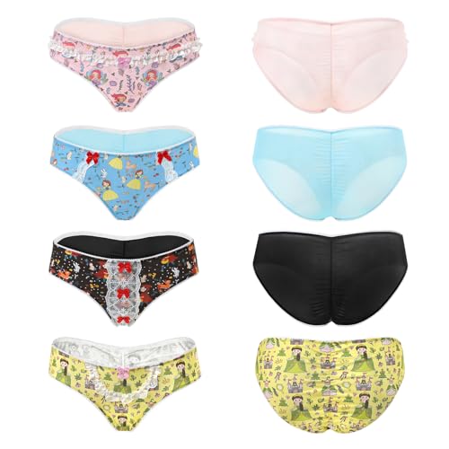 LittleForBig Damen Damen Weiche Baumwolle Unterwäsche Bequem Hipster Slips Märchen Prinzessin 4er Pack Panties Set, Mehrfarbig, 3XL von LittleForBig