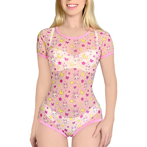 Littleforbig Usagi Netz-Strampler, Einteiler, Pyjama, Body - Pink - X-Klein von LittleForBig