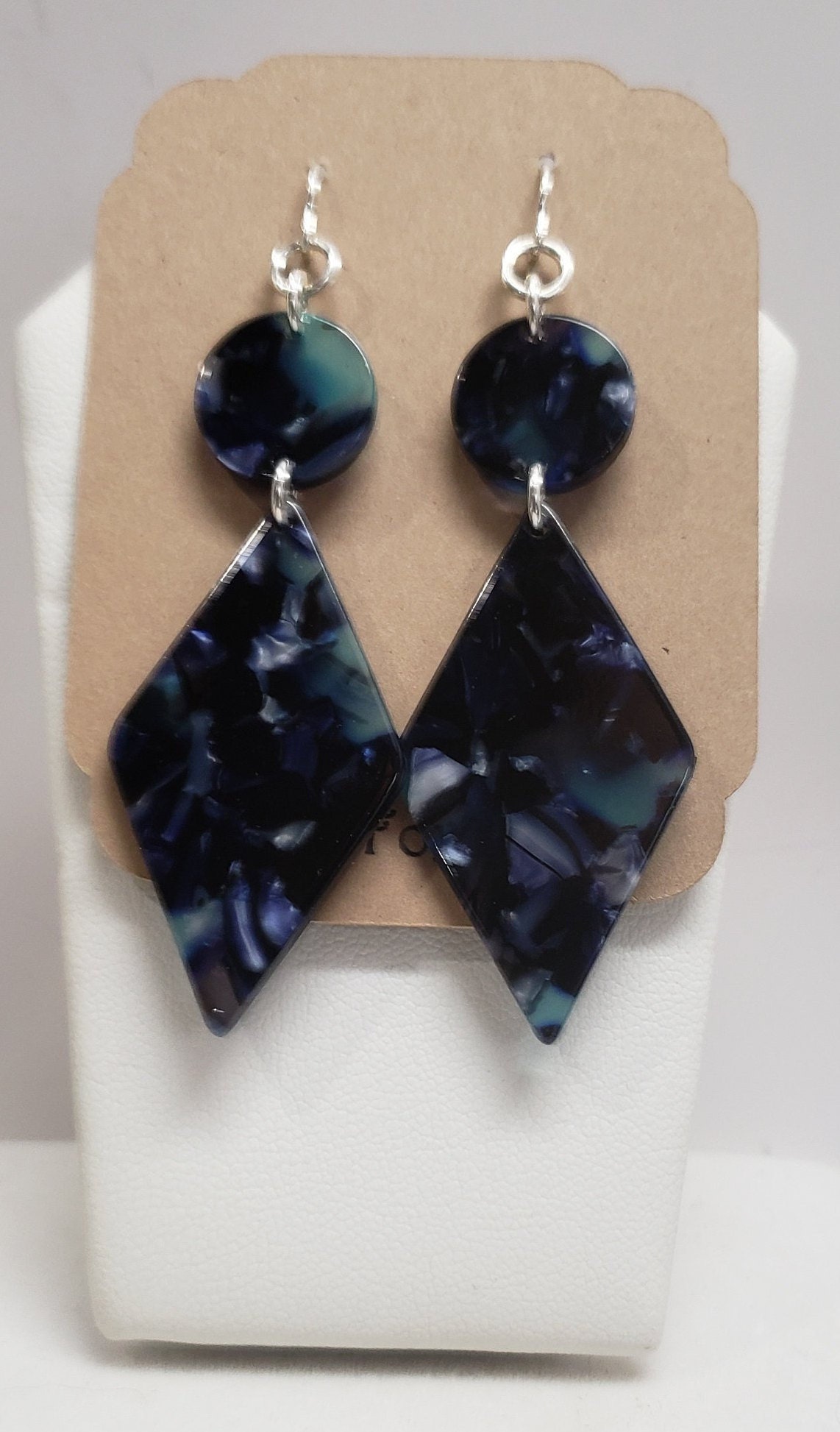 Boho Triangle Ohrringe Multi-Color Blau Grün Acryl Sterling Silber Ohrhaken Boho Triangle Ohrringe Multi-Color Blau Grün Acryl Sterling Silber Ohrhaken von LittleFoxHaven