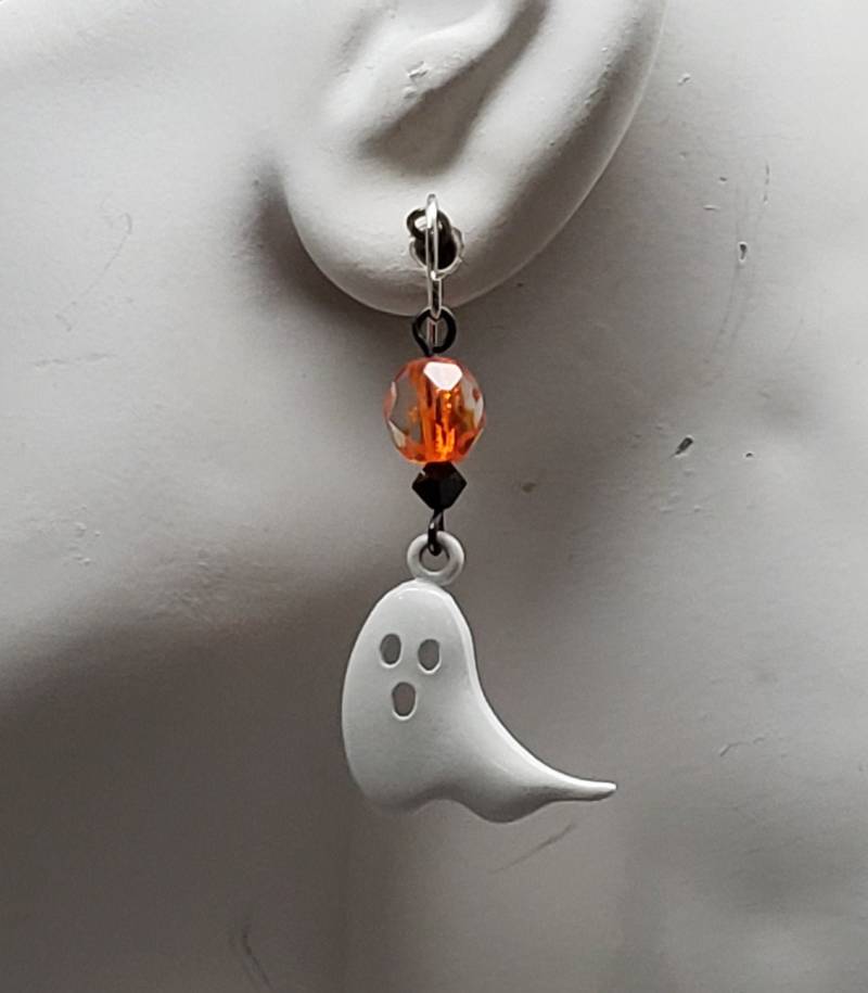 Halloween Geist Orange Kristalle Sterling Silber Ohrdrähte Halloween Geist Orange Kristalle Sterling Silber Ohrdrähte von LittleFoxHaven