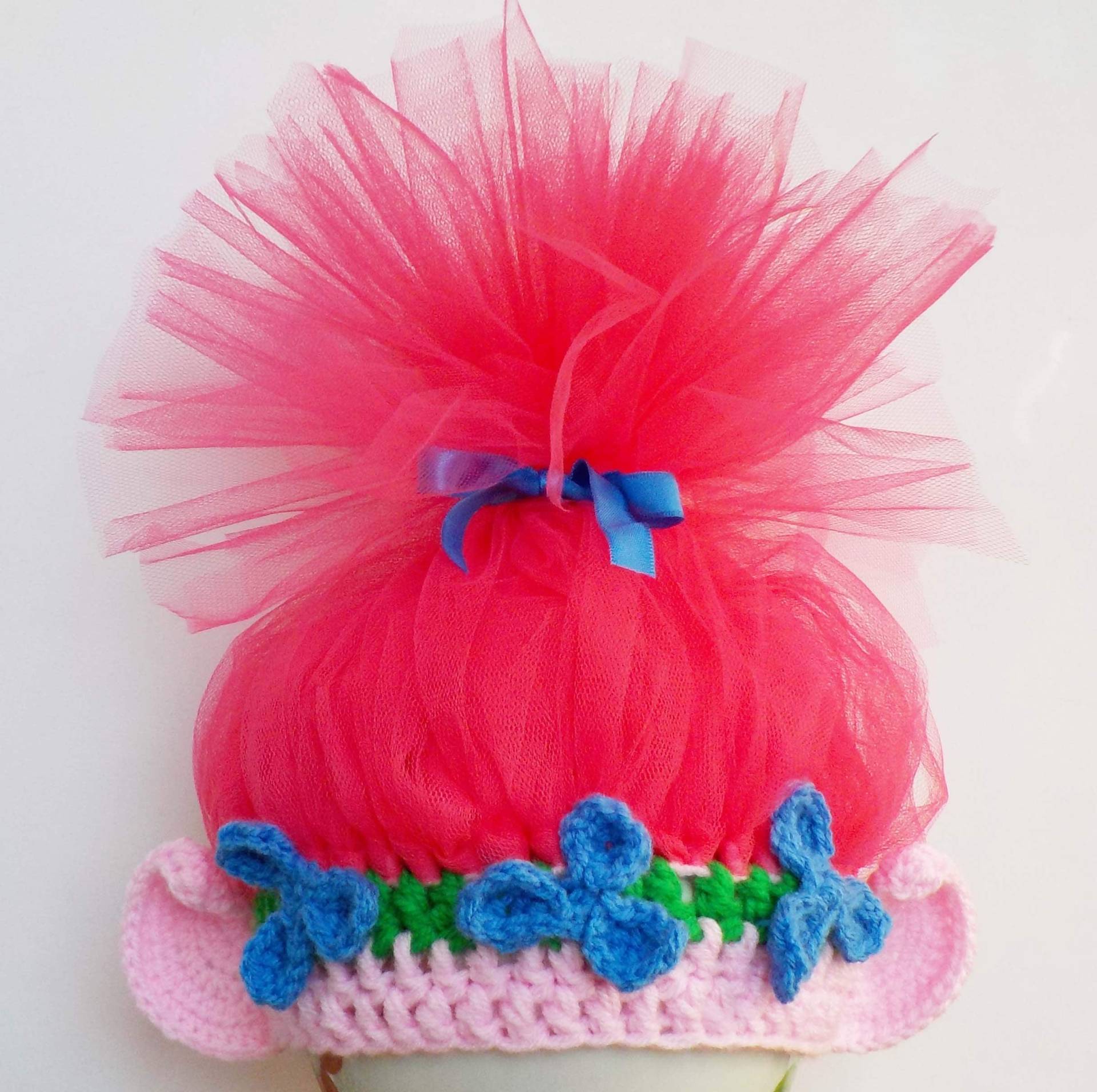 Handgefertigte Prinzessin Poppy Gehäkelte Perücke, Kinder Und Erwachsenen-Größen, Pinke Trolls Hut von LittleFoxLusy