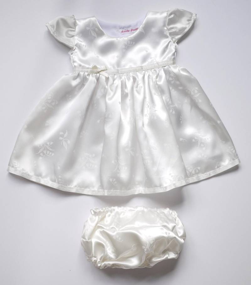 Lily - Creme Satin Babykleid von LittleFrillsBaby