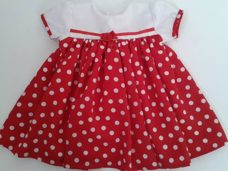 Roter Fleck Mit Weißer Passe Babykleid von LittleFrillsBaby