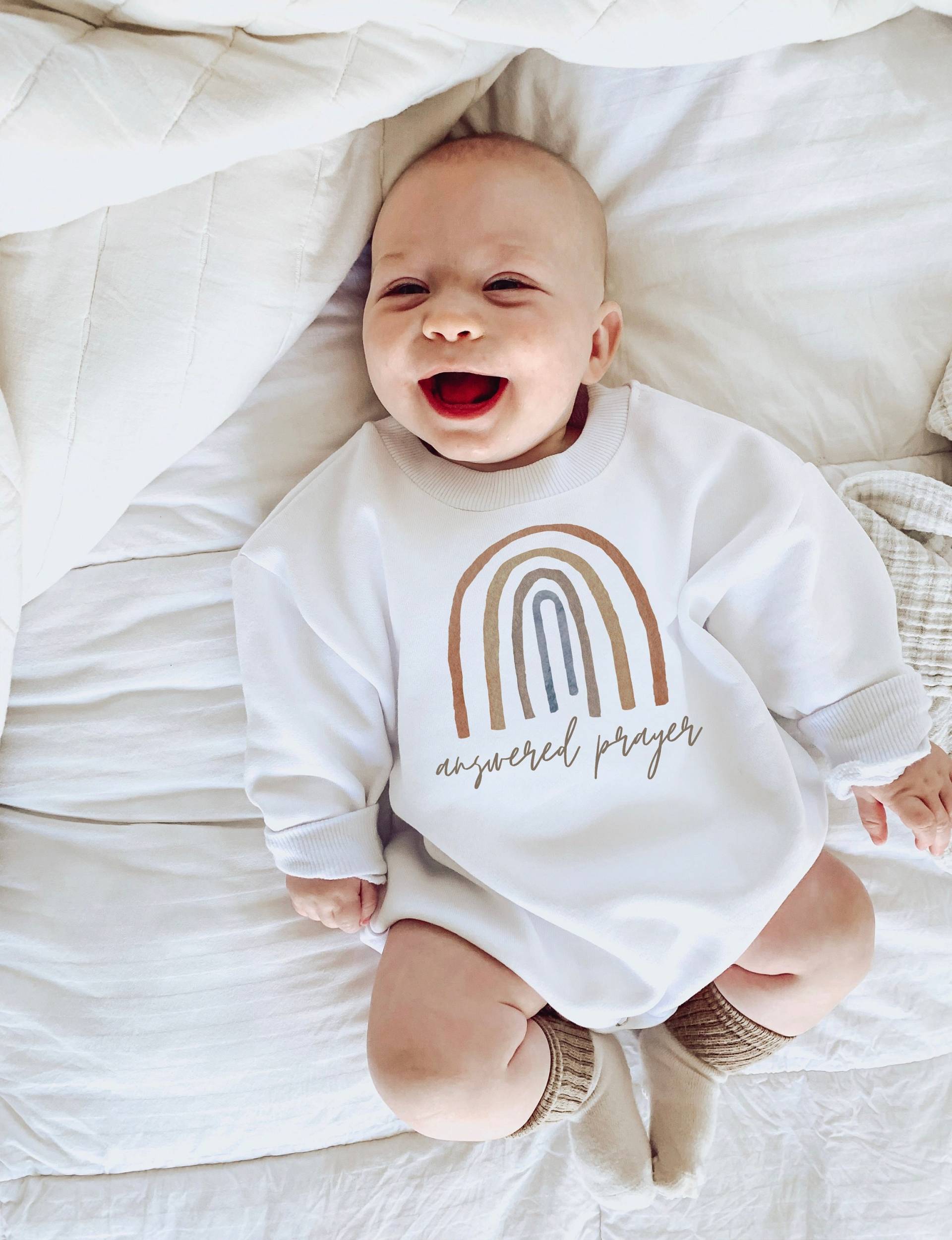 Beantwortetes Gebet, Regenbogen-Baby-Sweatshirt Bodysuit, Baby-Dusche-Geschenk, Sweatshirt-strampler, Baby-Sweatshirt, Hipster, Gender Neutral von LittleFruitTreeShop