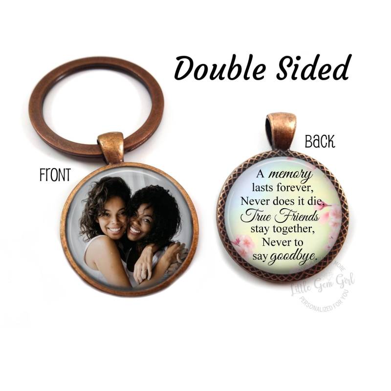 Benutzerdefinierte Foto Bester Freund Schwester Schlüsselanhänger Oder Halskette - Doppelseitig Freundschaft Zitat Schmuck Echte Freunde Ferngeschenk von LittleGemGirl