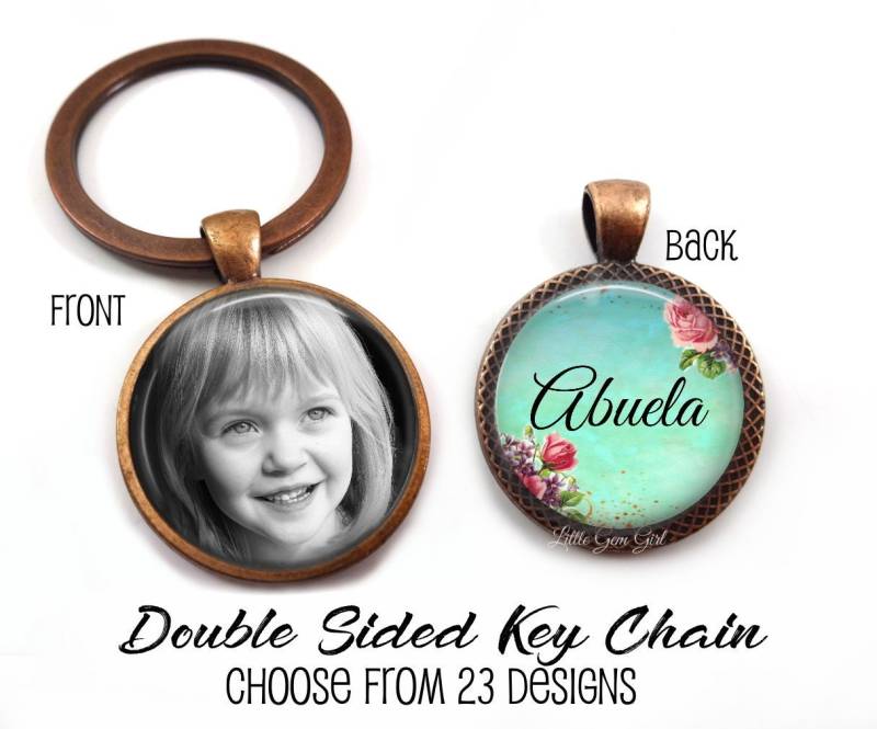 Benutzerdefinierte Foto Buela Schmuck - Doppelseitiger Bild Schlüsselanhänger Personalisierter Schlüsselbund Anhänger Muttertagsgeschenk von LittleGemGirl