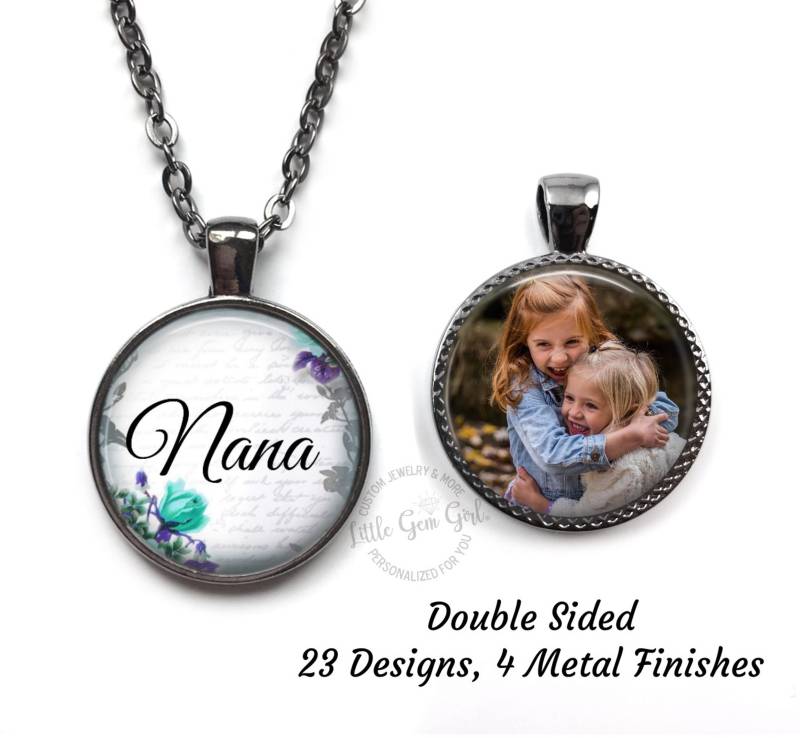 Benutzerdefinierte Foto Nana Halskette Oder Schlüsselanhänger Charm - 23 Designs Personalisierte Muttertag Schmuck Doppelseitige Bild von LittleGemGirl