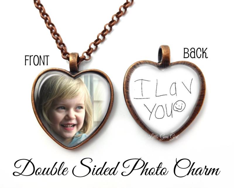 Benutzerdefinierte Foto Und Handschrift Halskette - Signatur Herz Anhänger Personalisierte Nachricht Schmuck 2 Seitige Valentinstag von LittleGemGirl