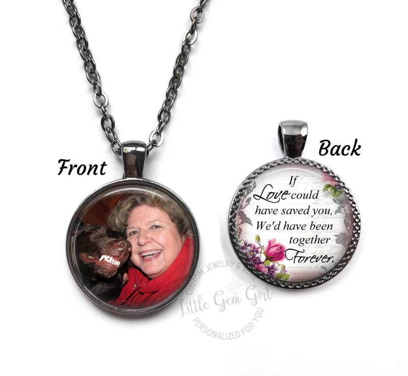 Benutzerdefinierte Gedenkstätte Halskette - Wenn Liebe Sie Gerettet Haben Könnte Doppelseitiges Foto & Text Personalisierter Schmuck von LittleGemGirl