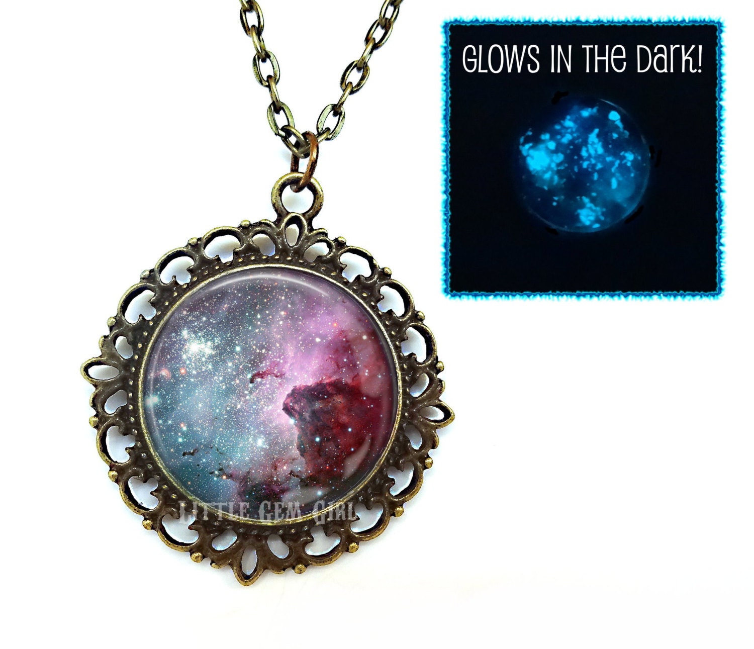 Benutzerdefinierte Leuchtende Galaxie-Halskette Glow in The Dark Stern-Halskette - Space Halskette Charm 23 Bilder Verfügbar von LittleGemGirl