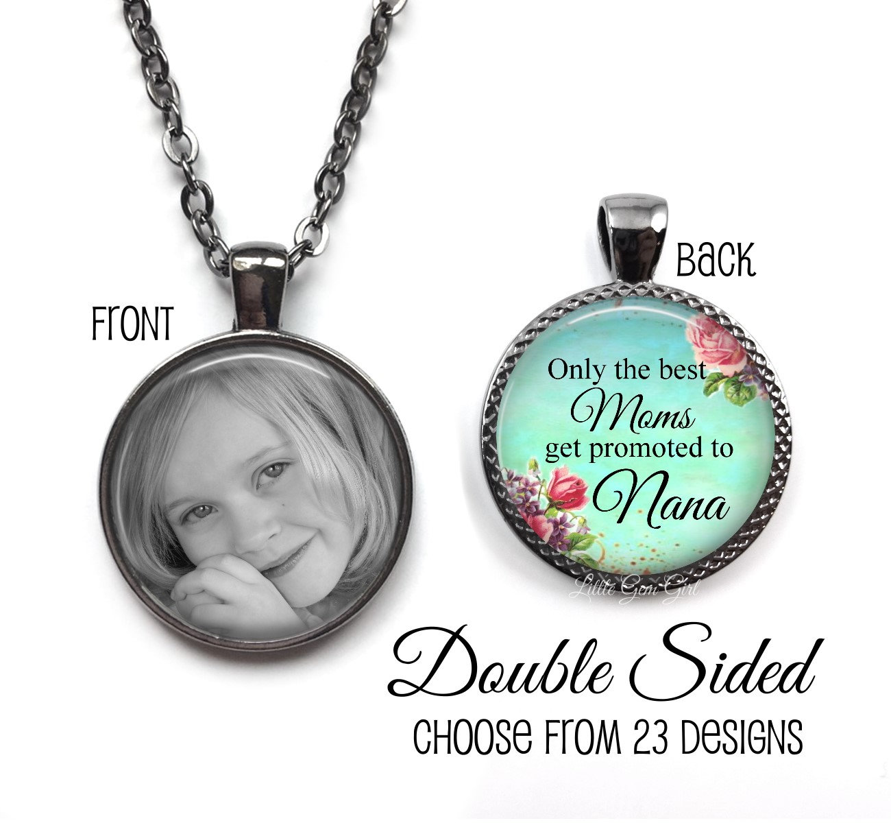 Beste Mütter Werden Zu Nana Anhänger Halskette - Personalisierter Doppelseitiger Foto Schmuck Muttertagsgeschenk Schwangerschaftsankündigung von LittleGemGirl