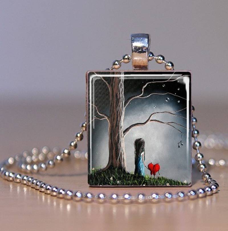 Bester Freund Halskette - Gothic Girl & Heart Pet Charm Scrabble Art Schmuck Freundschaft Inspirationshalskette von LittleGemGirl