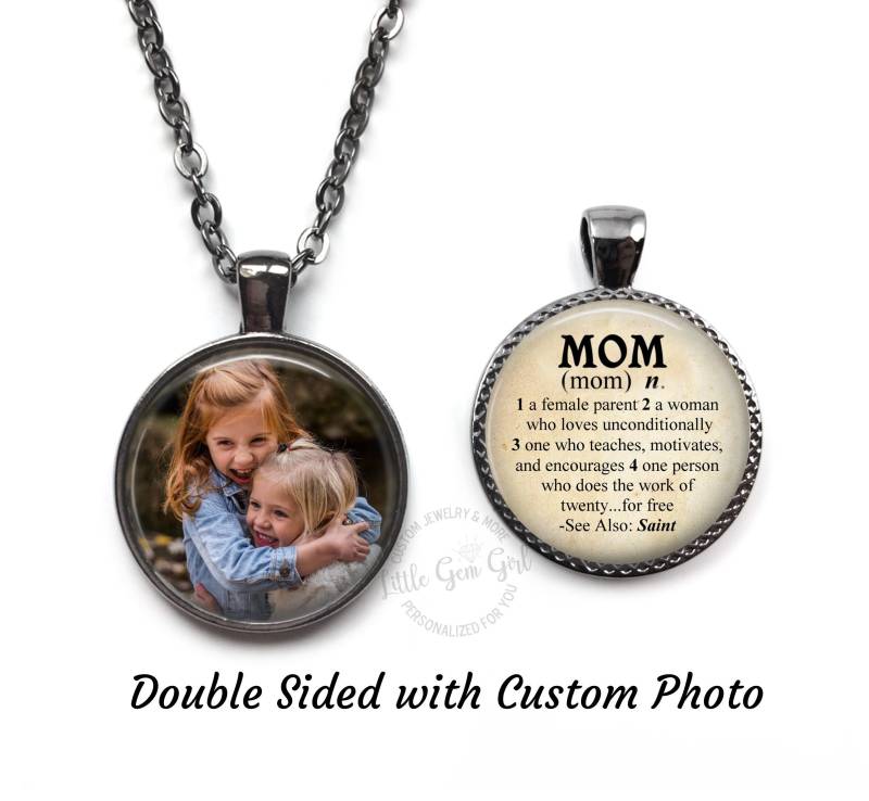 Doppelseitige Mama-Halskette Oder Schlüsselanhänger Mit Individuellem Foto - Mutter-Wörterbuch-Definitions-Charm Personalisierter Mama-Schmuck Zum von LittleGemGirl