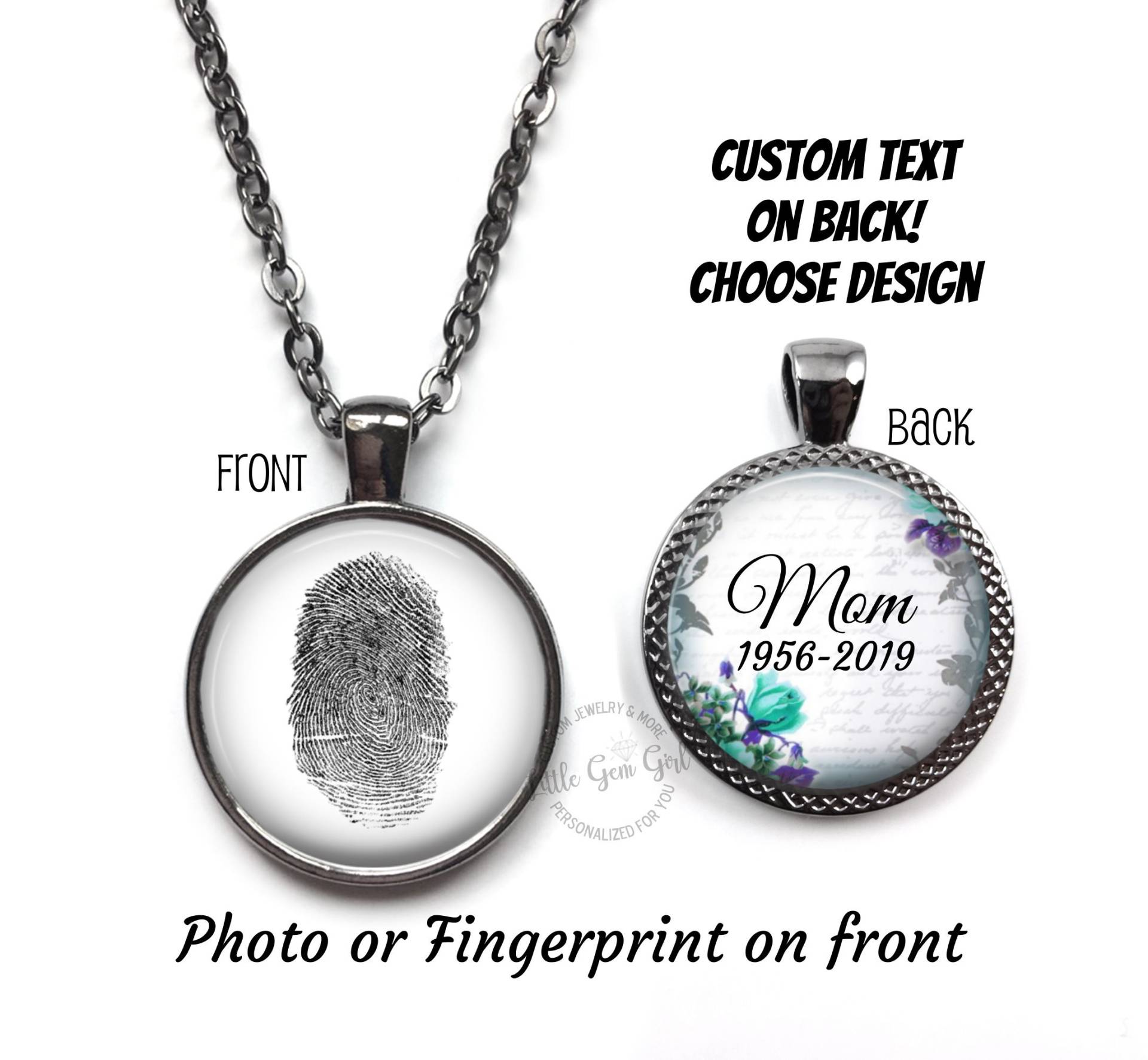 Fingerabdruck Halskette Oder Schlüsselanhänger Mit Benutzerdefinierter Nachricht Auf Der Rückseite - Schmuck von LittleGemGirl
