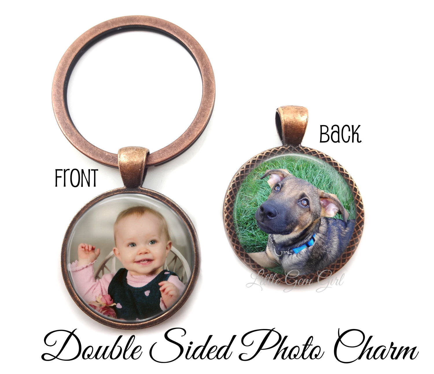 Foto Schlüsselanhänger Charm - 2 Bild Doppelseitig Personalisierte Schmuck Halskette Oder Mutter Vaters Tagesgeschenk Foto Schlüsselanhänger Charm - 2 Bild Doppelseitig Personalisierte Schmuck Halskette Oder Mutter Vaters Tagesgeschenk von LittleGemGirl