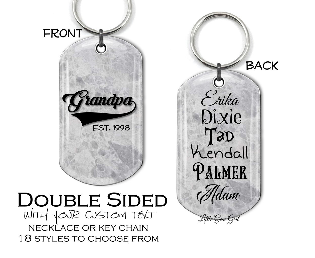 Grandpa Hergestellt Schlüsselanhänger - Personalisierte Herren Hundemarke Benutzerdefinierte Vatertagsgeschenk Mit Kindernamen Und Datum von LittleGemGirl