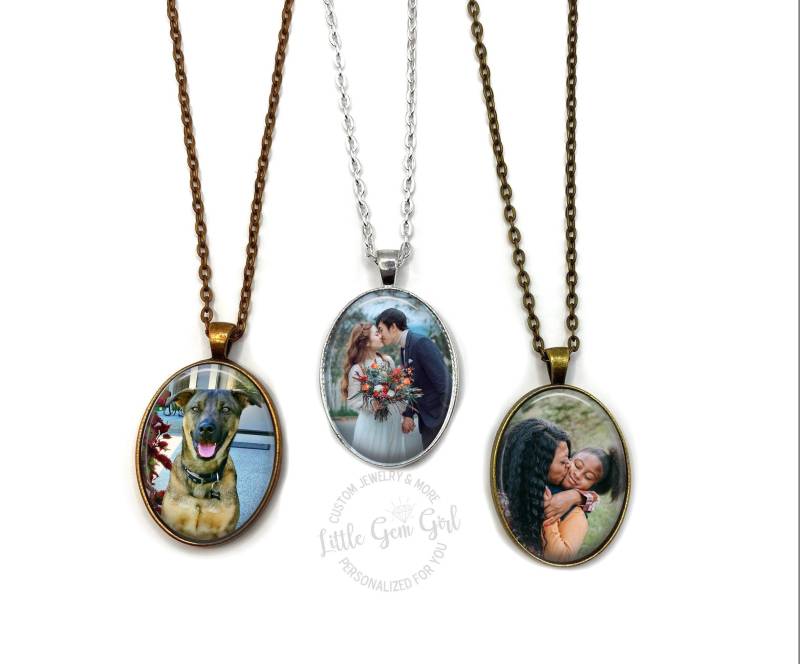 Individuelle Foto Halskette - Oval Bild Anhänger Silber Bronze Oder Kupfer Schmuck Personalisierter Schlüsselanhänger Charm von LittleGemGirl