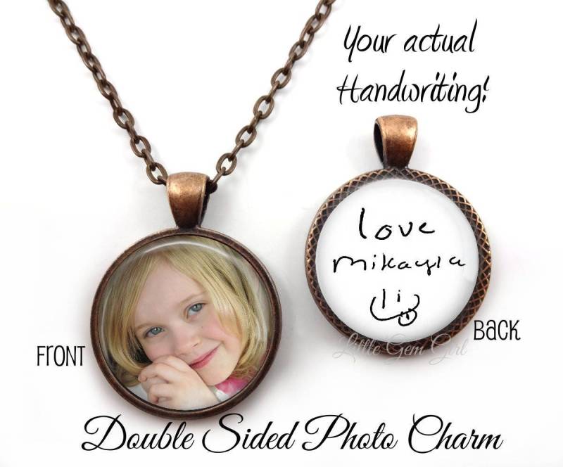 Individuelle Handschrift & Foto Halskette Oder Schlüsselbund - Doppelseitig Handgeschriebene Nachricht Anhänger Schlüsselanhänger Charm von LittleGemGirl
