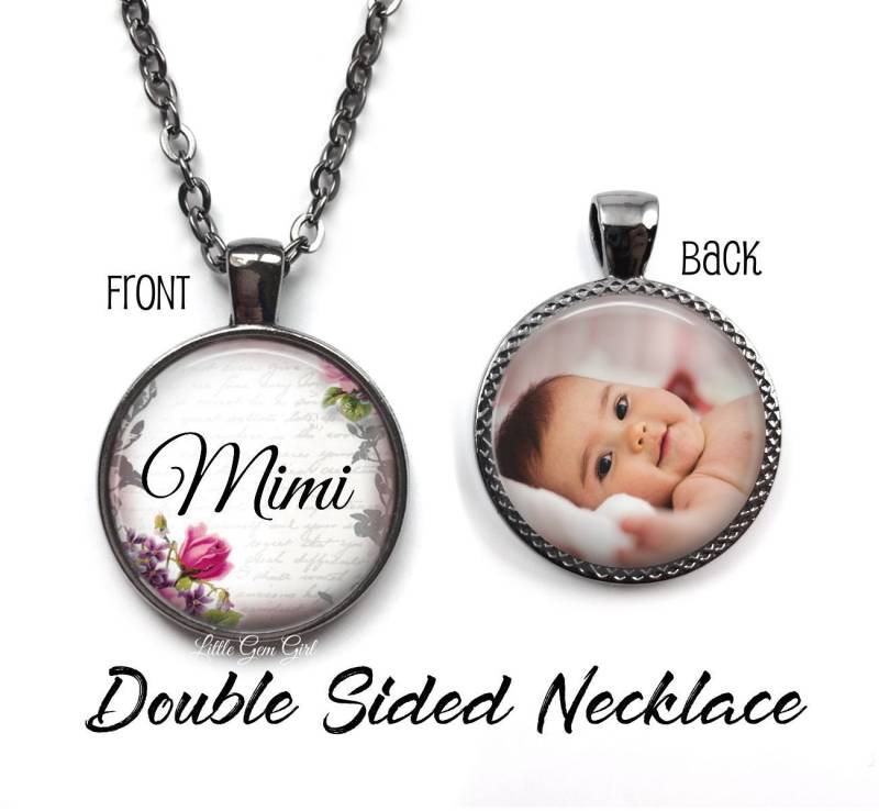 Mimi Halskette Doppelseitig Mit Individuellem Foto - Personalisierter Muttertagsschmuck 2 Seitiges Charm Deinem von LittleGemGirl