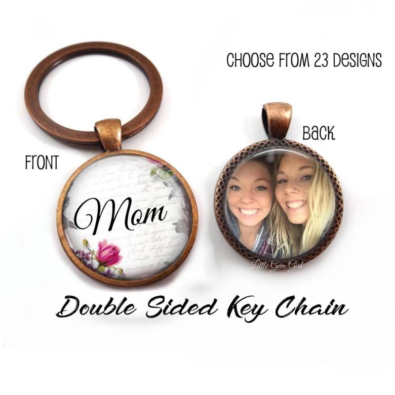 Muttertag Personalisierte Mom Schlüsselanhänger Charme - Doppelseitig Benutzerdefinierte Foto Runder Anhänger Bild Schmuck von LittleGemGirl
