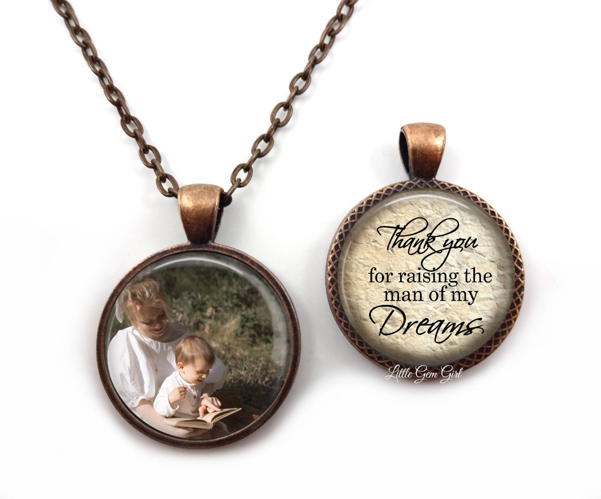 Personalisierte Doppelseitige Anhänger Charm - Halskette Für Die Mutter Des Bräutigams von LittleGemGirl