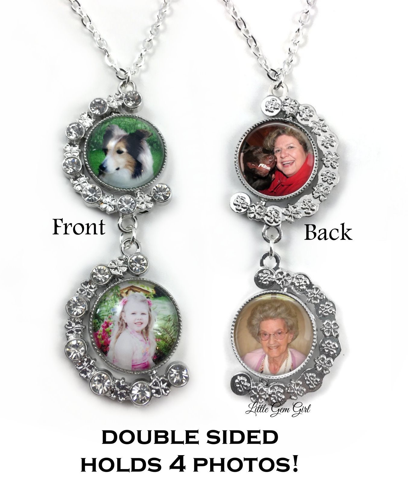 Personalisierte Foto Halskette Für 4 Bilder - Nicht Diy Personalisierter Hochzeitsstrauß Schmuck Erinnerungs Haustier Verlust Muttertag von LittleGemGirl