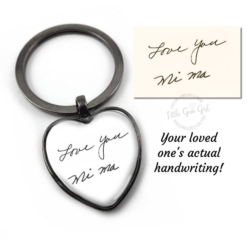 Personalisierte Handschrift Herz Anhänger Schlüsselanhänger - in Memory Actual Schmuck Valentinstag Geschenk Signatur Oder Halskette von LittleGemGirl