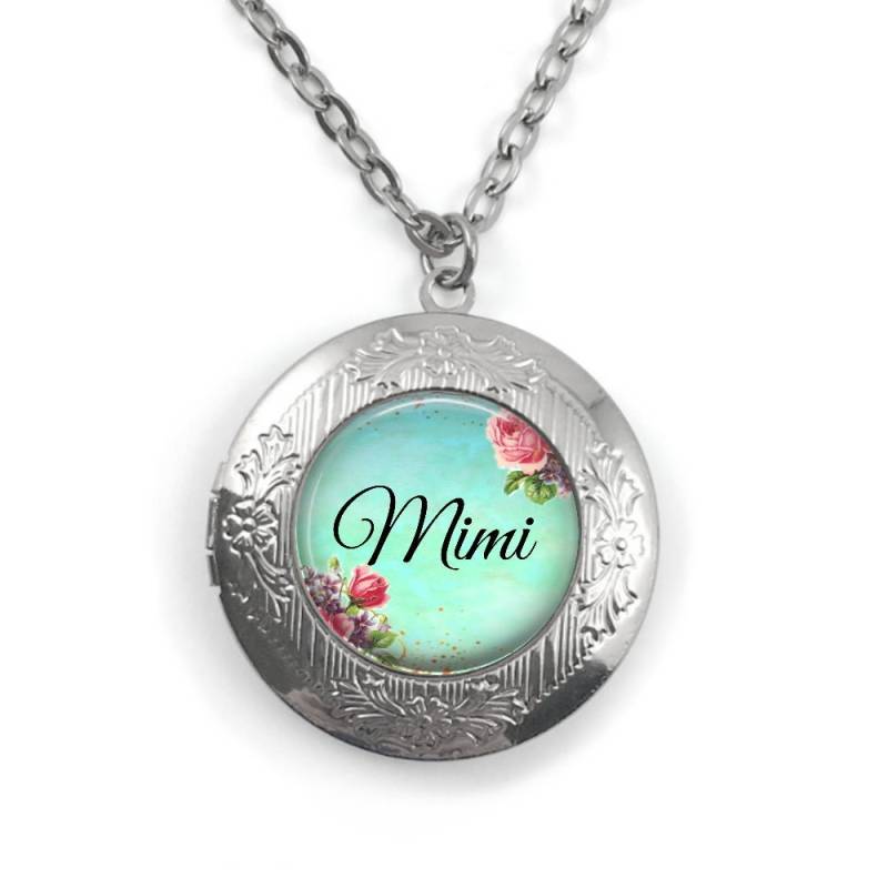 Personalisierte Mimi Foto Locket - Benutzerdefinierte Halskette Rundes Blumen Bild Medaillon in Silber Rose Gold Oder Gunmetal & 34 Designs von LittleGemGirl