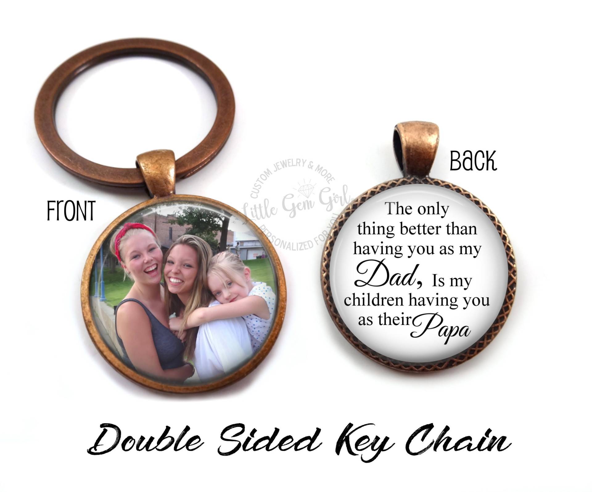 Personalisierte Papa Schlüsselanhänger - Doppelseitiges Foto Dad Keychain The Only Thing Better Opa Vatertagsgeschenk Andenken von LittleGemGirl