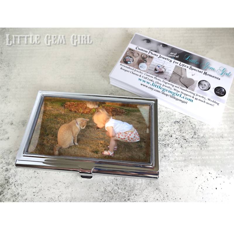 Personalisierter Bild Visitenkartenhalter - Individuelle Kartenhülle Mit Ihrem Foto Mitarbeiter Boss Geschenk von LittleGemGirl