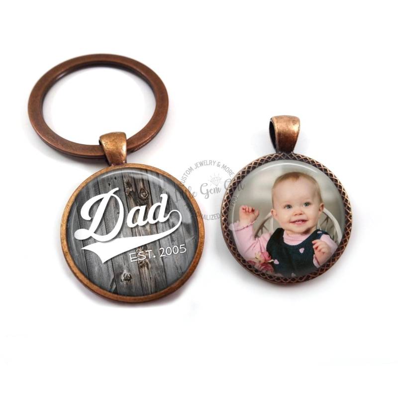 Personalisierter Foto Schlüsselanhänger Für Papa - Geschenk Zum Vatertag, Personalisierter Doppelseitiger Mit 8 Verschiedenen Design von LittleGemGirl