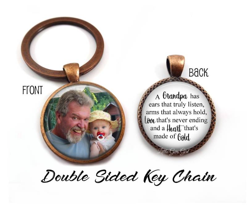 Personalisierter Großvater Geschenk - Doppelseitiger Benutzerdefinierter Foto Schlüsselanhänger Bild Anhänger Vatertag Opa Mit Ihrem von LittleGemGirl