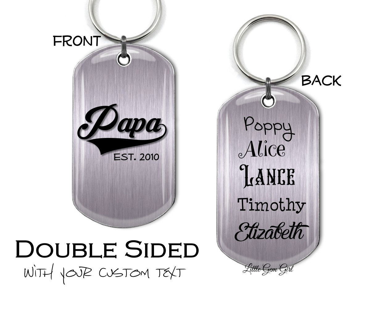Personalisierter Papa Schlüsselanhänger - Hundemarke Mit Den Namen Der Kinder Und Dem Hergestellten Datum Geschenk Zum Vatertag Für Oder Opa von LittleGemGirl