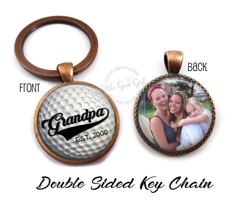 Personalisiertes Foto Und Text Opa Schlüsselanhänger - 2 Seitiges Schlüsselbund Charm Personalisiertes Vatertag Sport Geschenk von LittleGemGirl