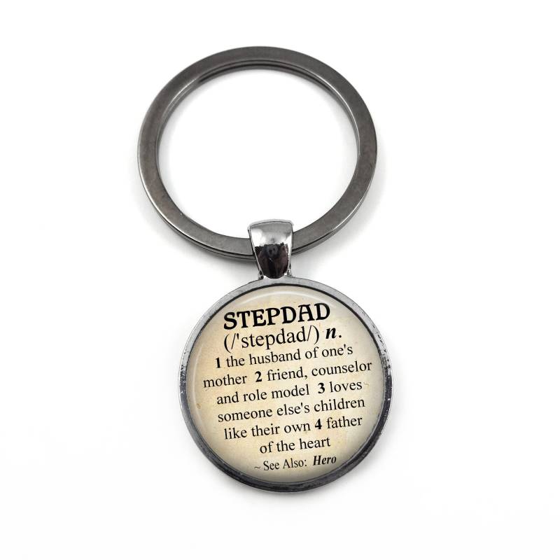 Stiefvater-Schlüsselanhänger Mit Stiefvater-Wörterbuchdefinition - Stiefvater-Vatertagsgeschenk Individueller Textoption von LittleGemGirl