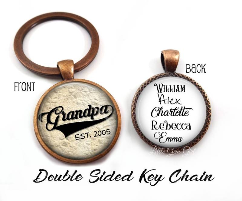 Vatertag Opa Hergestellt Schlüsselanhänger Charme - Kinder Namen Doppelseitig Personalisiertes Foto Geschenk Benutzerdefinierte Großvater Est von LittleGemGirl