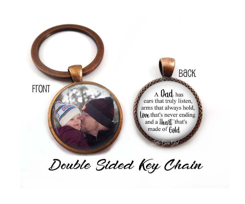Vatertag Papa Geschenk - Personalisierter Schlüsselanhänger Charm Doppelseitiger Benutzerdefinierter Foto Von Sohn Oder Tochter von LittleGemGirl