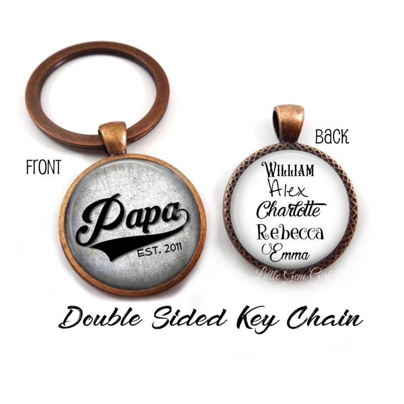 Vatertag Papa Hergestellt Schlüsselanhänger Charme - Kinder Namen Doppelseitig Personalisierte Fotogeschenk Benutzerdefinierte Est Mit Datum von LittleGemGirl