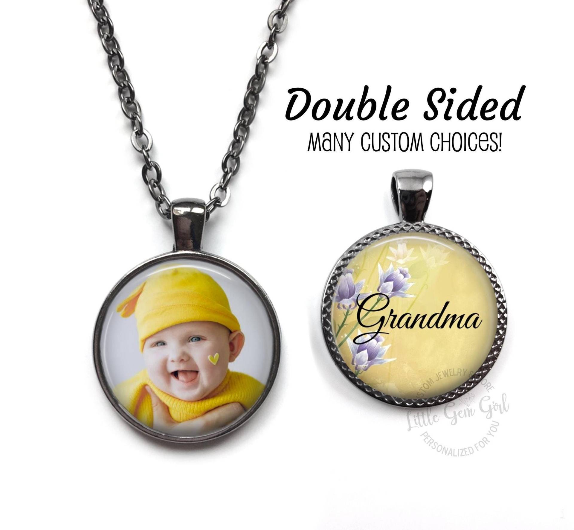 Wendbare Halskette Mit Foto Oma Anhänger Oder Schlüsselanhänger Charm - Personalisierter Großmutter Schmuck Muttertagsgeschenk Sie Entwerfen von LittleGemGirl