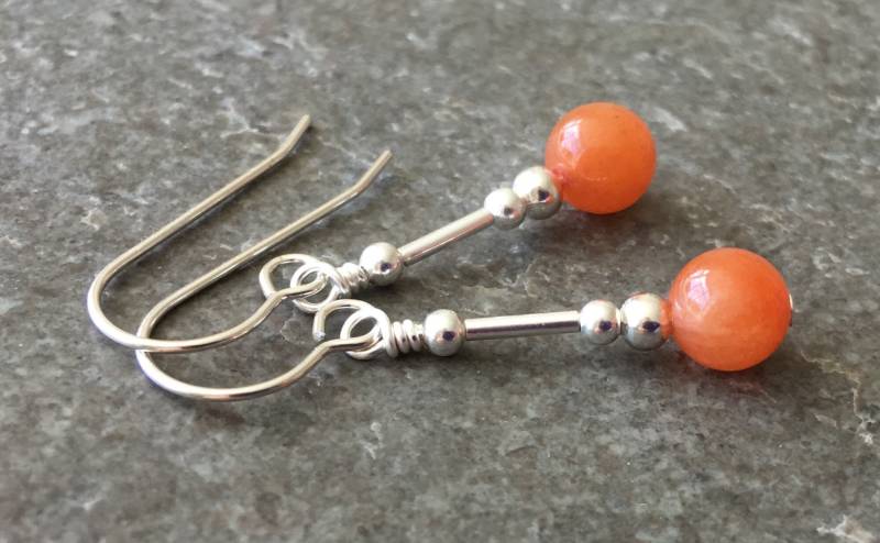 Einfache Orange/Rot Aventurin Edelstein & Sterling Silber Tropfen Ohrringe Mit Geschenk-Box - Lg2 Einfache Orange/Rot Aventurin Edelstein & Sterling Silber Tropfen Ohrringe Mit Geschenk-Box - Lg2 von LittleGemJewel